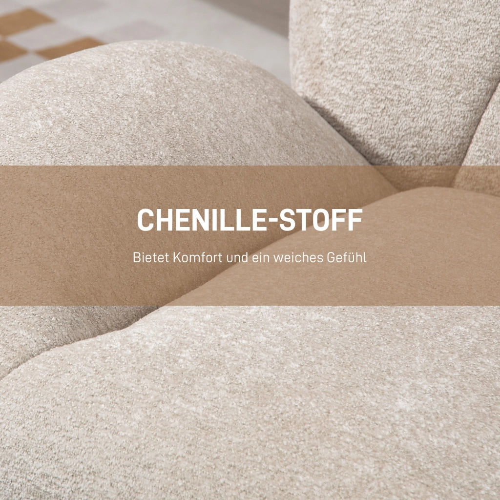 Poltrona girevole imbottita in tessuto ¨C Minimal ¨C crema, base in acciaio