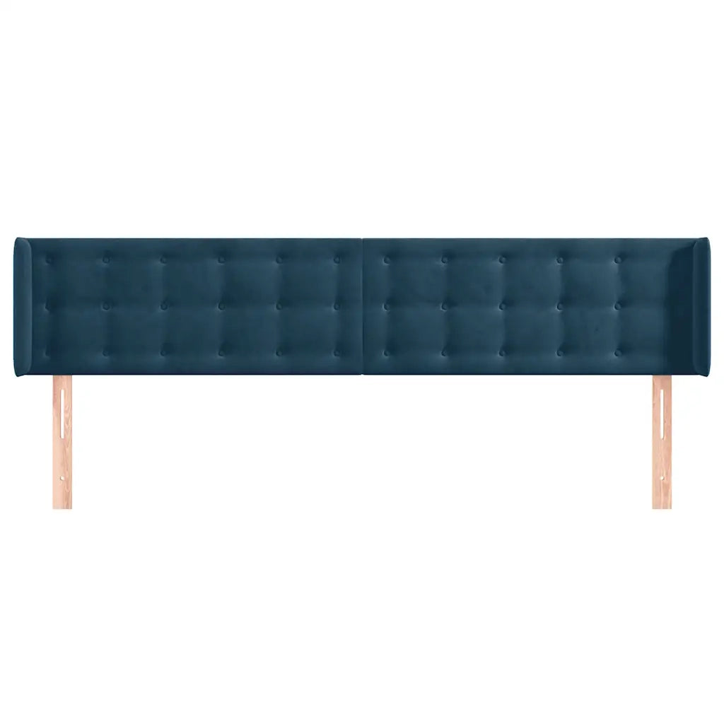 Testiera | Testata ad Orecchio Blu Scuro 183x16x78/88 cm in Velluto