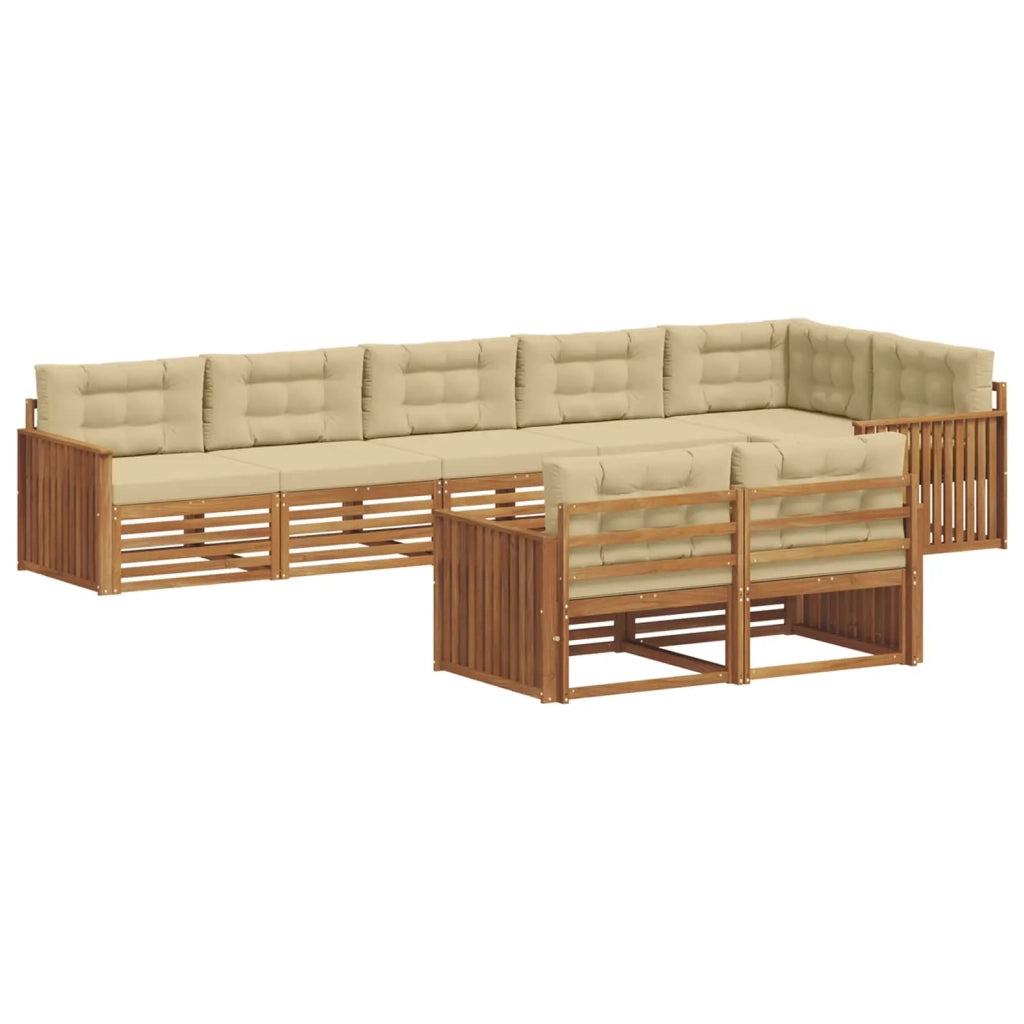 Set di divani da esterno con cuscino 8 pcs Naturale e Beige 3373658