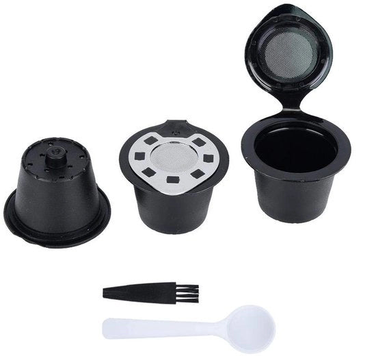 Capsule di caffè riciclabili - 2 pezzi - Cesti di filtraggio - Grado alimentare - Incluso cucchiaio/spazzola - Seconda generazione di funzione schiuma - Filtro per caffè
