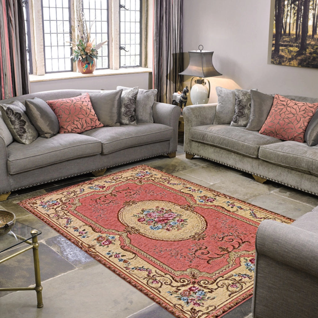 Tappeto AUBUSSON ROSA cm.140x200 in ciniglia multiuso lavabile antiscivolo