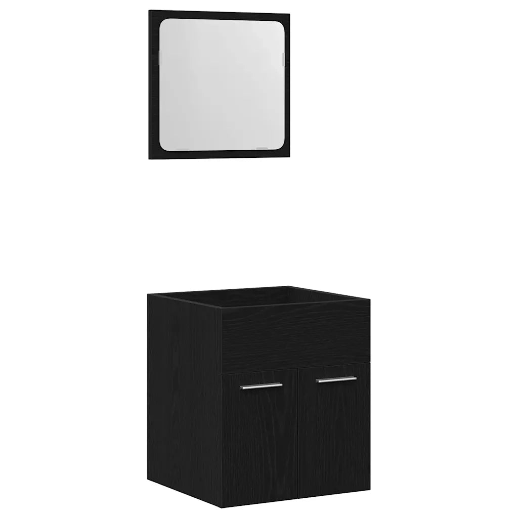 Set Mobili da Bagno 2 pz Rovere Nero in Legno Multistrato 862038