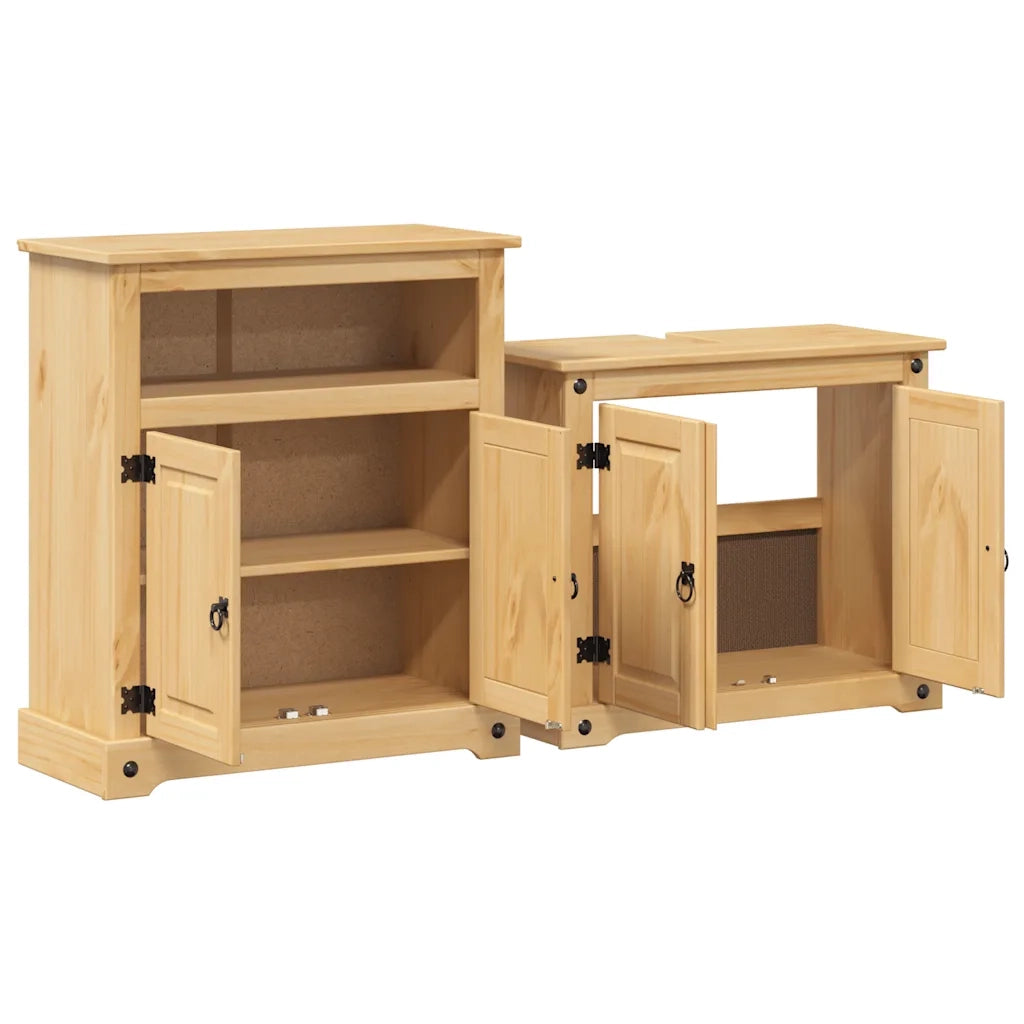 Set Mobili da Bagno 2 pz Corona in Legno Massello di Pino 3334637