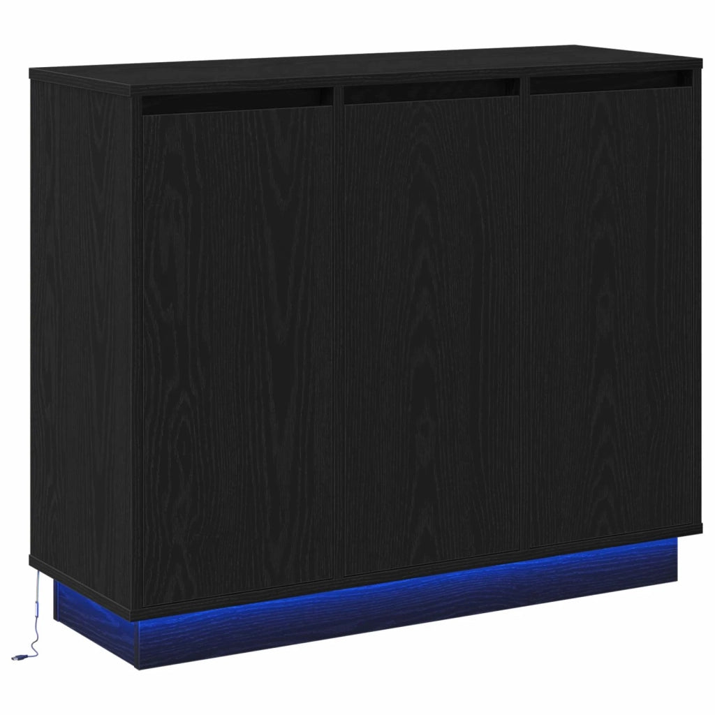 Madia LED Rovere Nero 90 x 32 x 75 cm Legno multistrato 869675