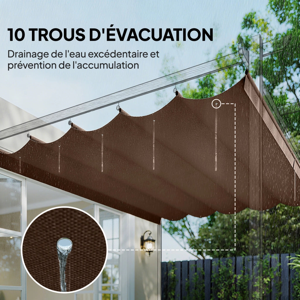 Tenda da sole per pergola retrattile 3x3 m ¨C zephmum ¨C 250x255 cm marrone