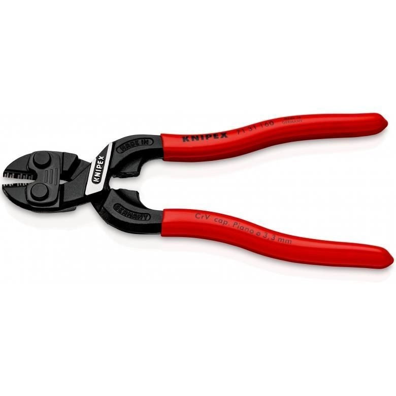 Knipex 71 31 160 Tronchese Compatta con Doppia Leva CoBolt Lunghezza 160 mm Materiale Acciaio Cromo-Vanadio Duro 64 HRC colore Nero