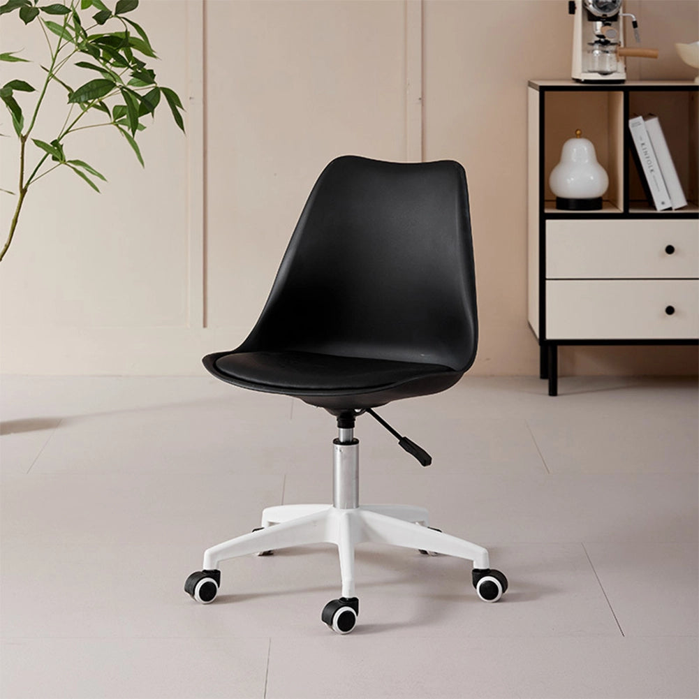 Sedia da Ufficio Poltrona da Studio Girevole Ergonomica con Ruote in PP e Schiuma Nero