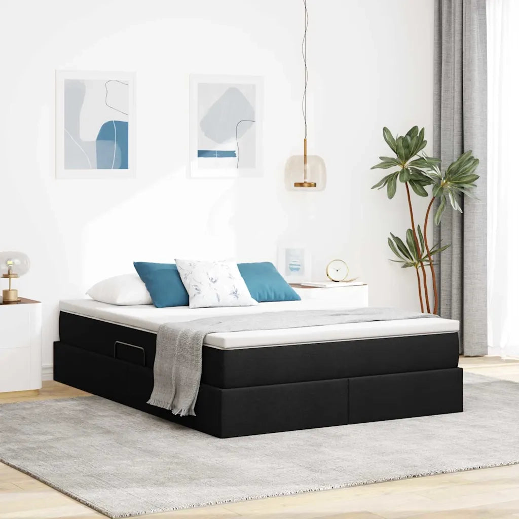 Letto con contenitore e materasso Nero 140 x 190 cm Poliestere 3370226