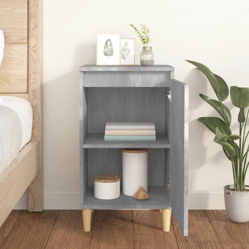 Comodino Grigio Cemento 40x35x70 cm in Legno Multistrato 819636