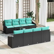Set di divani con cuscino 9 pcs Nero e Turchese polyrattan 3346656