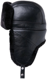 Cappello vintage in pelle vera con copricapo rimovibile per calore, impermeabile e impermeabile per abbigliamento maschile all'aperto.