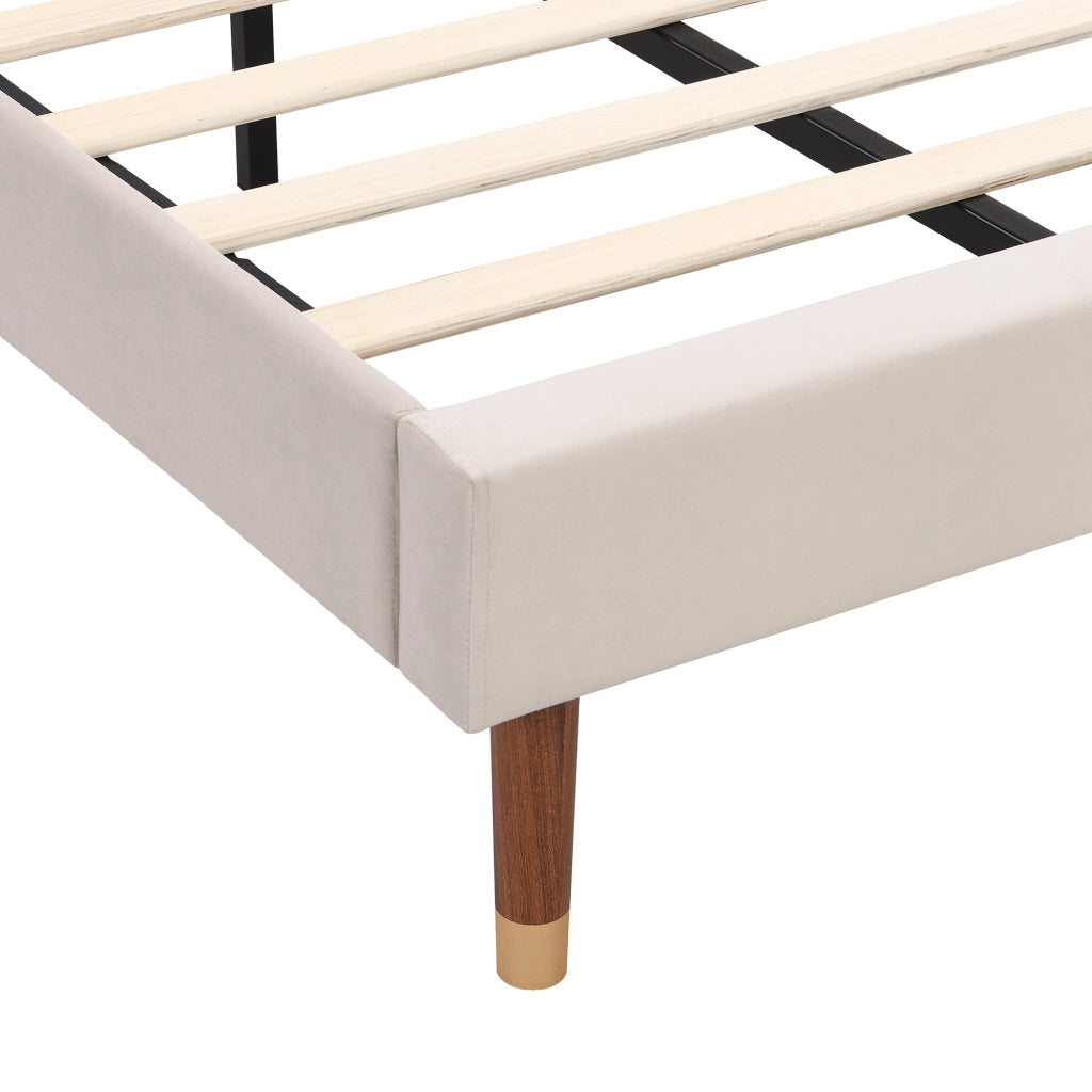 letto imbottito velluto beige 90 x 200 cm