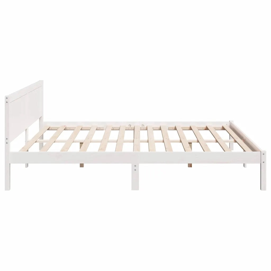 Struttura del letto-Giroletto-Rete del Letto Bianco 200 x 200 cm Legno massello di pino 661931