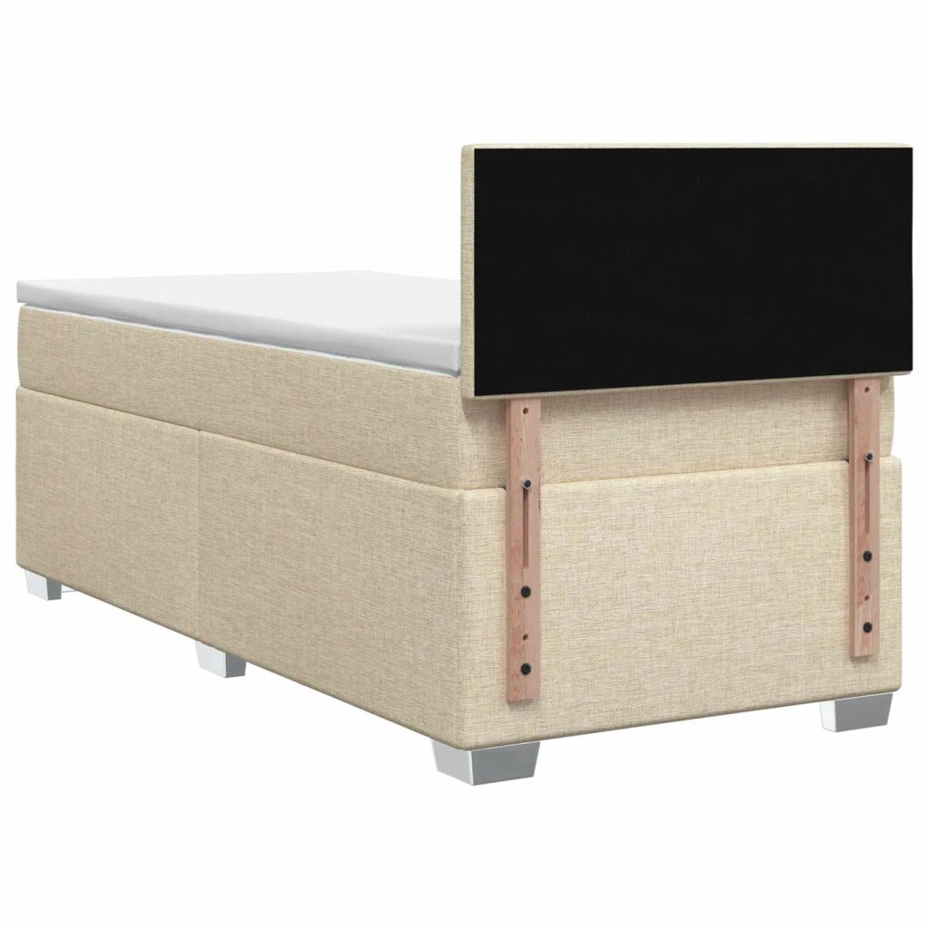 Letto con Box Spring, Materasso e LED Crema 90 x 190 cm Tessuto 3451838