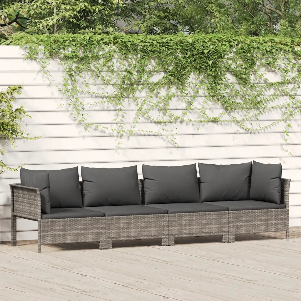 Set da giardino 4 pz | Set Salotto da Giardino con cuscini grigio in polyrattan