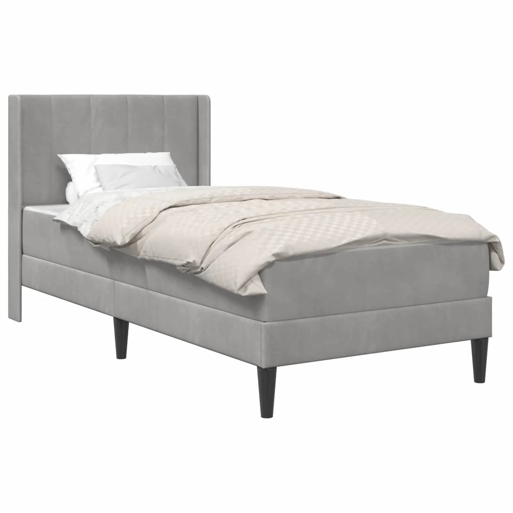 Struttura letto con materasso Grigio chiaro 90 x 190 cm Velluto 3415244