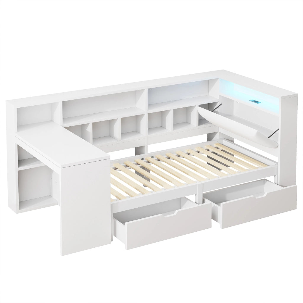 letto piattaforma in mdf e compensato bianco 90 x 200 cm