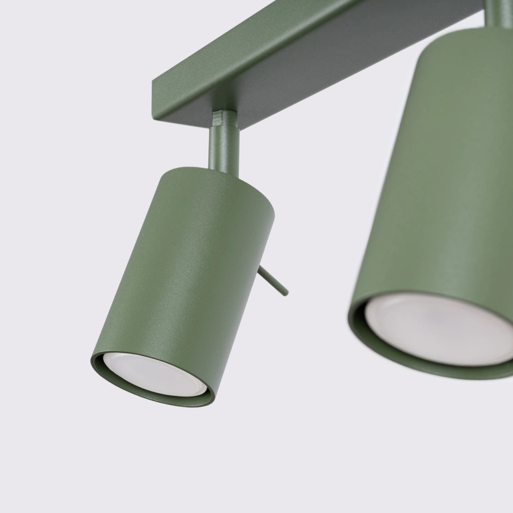 Lampada da soffitto e da parete Ring Series a 4 luci in acciaio verde oliva, GU10