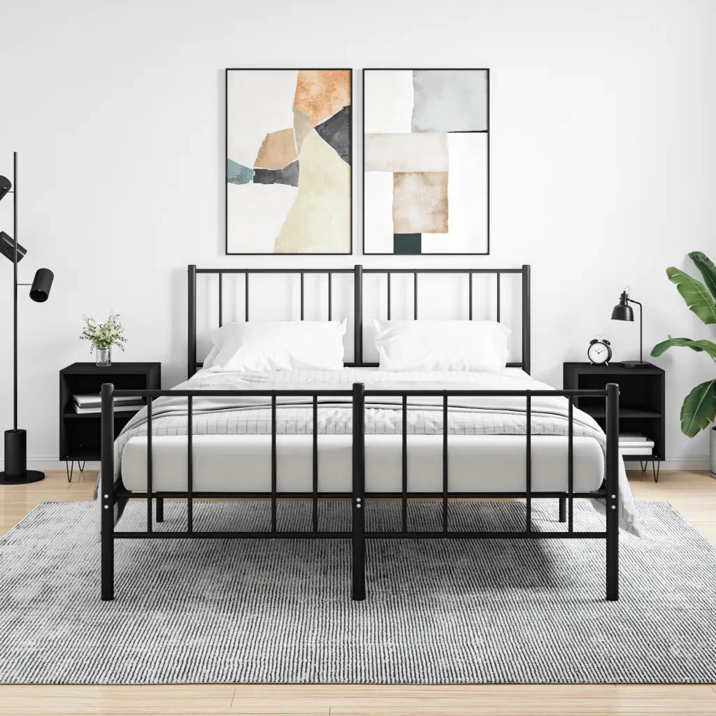 Comodini 2 pz-Set di 2 Tavolino da notte Neri 40x30x50 cm in Legno Multistrato
