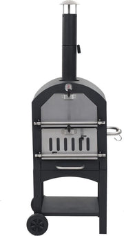 Fornello per pizza in legno a carbone, inclusa pietra per pizza, altezza 157cm