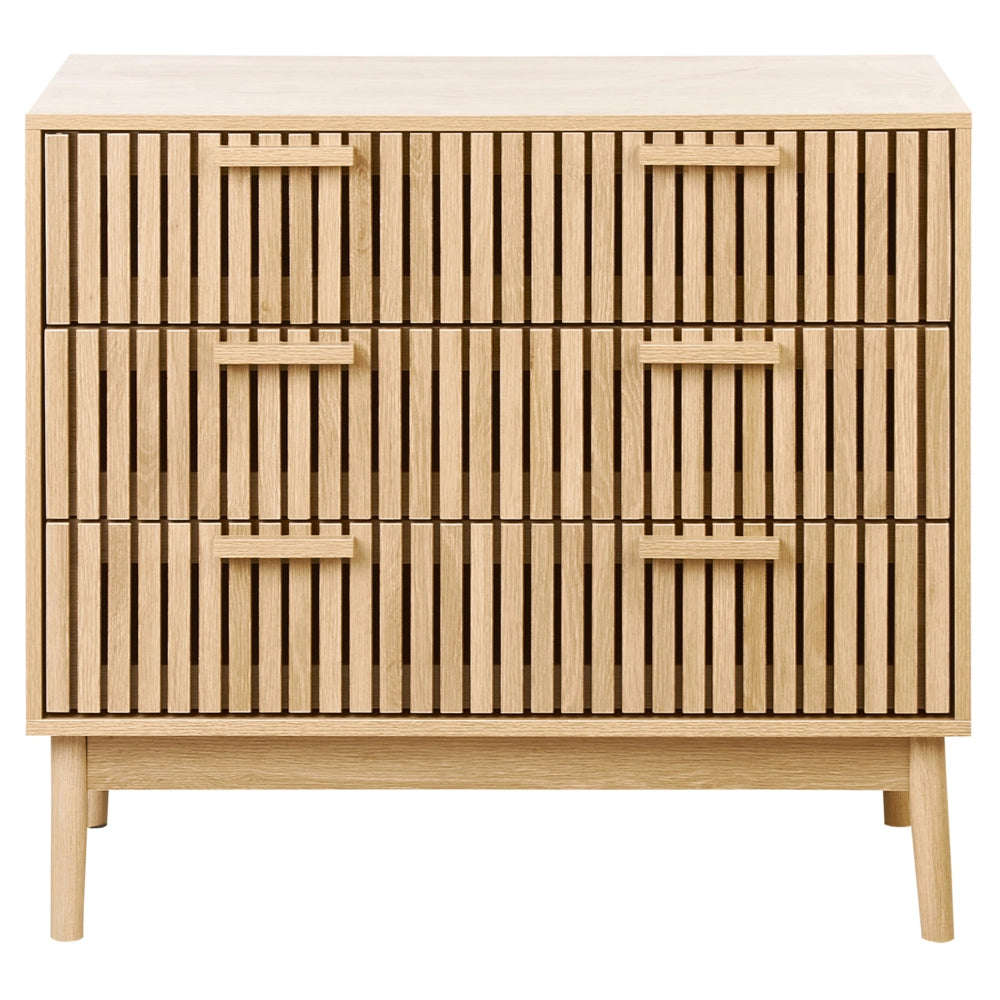 Cassettiera in legno chiaro MDF gambe in pino 3 cassetti finitura opaca Scandinavo
