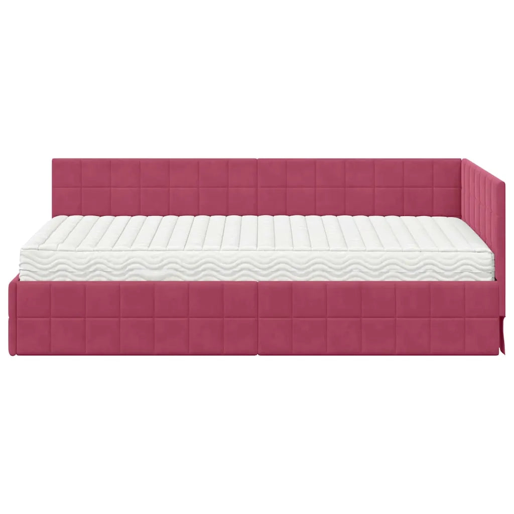 Struttura Letto Angolare con Materasso 2 pcs Verde Velluto 3393952