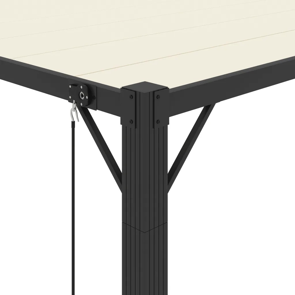 Gazebo con Tetto a Lamelle 3x4 m in Tessuto Crema e Alluminio 313927
