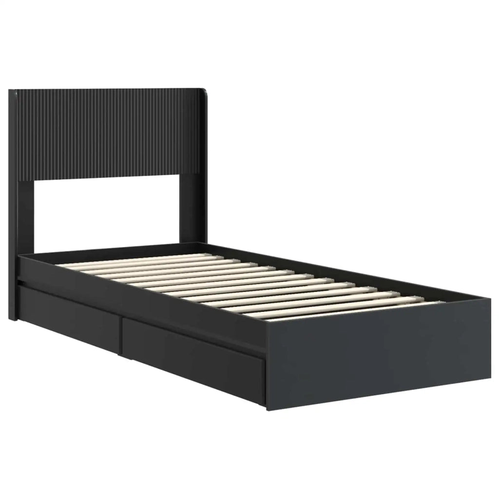 Struttura del letto con stoccaggio e testata Nero 90 x 190 cm 3414420