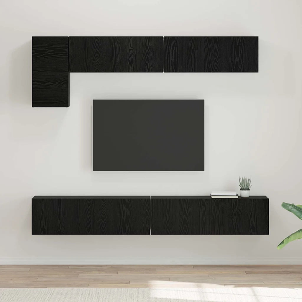Set mobile TV 5 pcs Rovere Nero Legno multistrato
