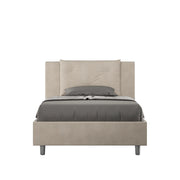 BS COM Letto una piazza e mezza con rete imbottito 110x200 microfibra sabbia