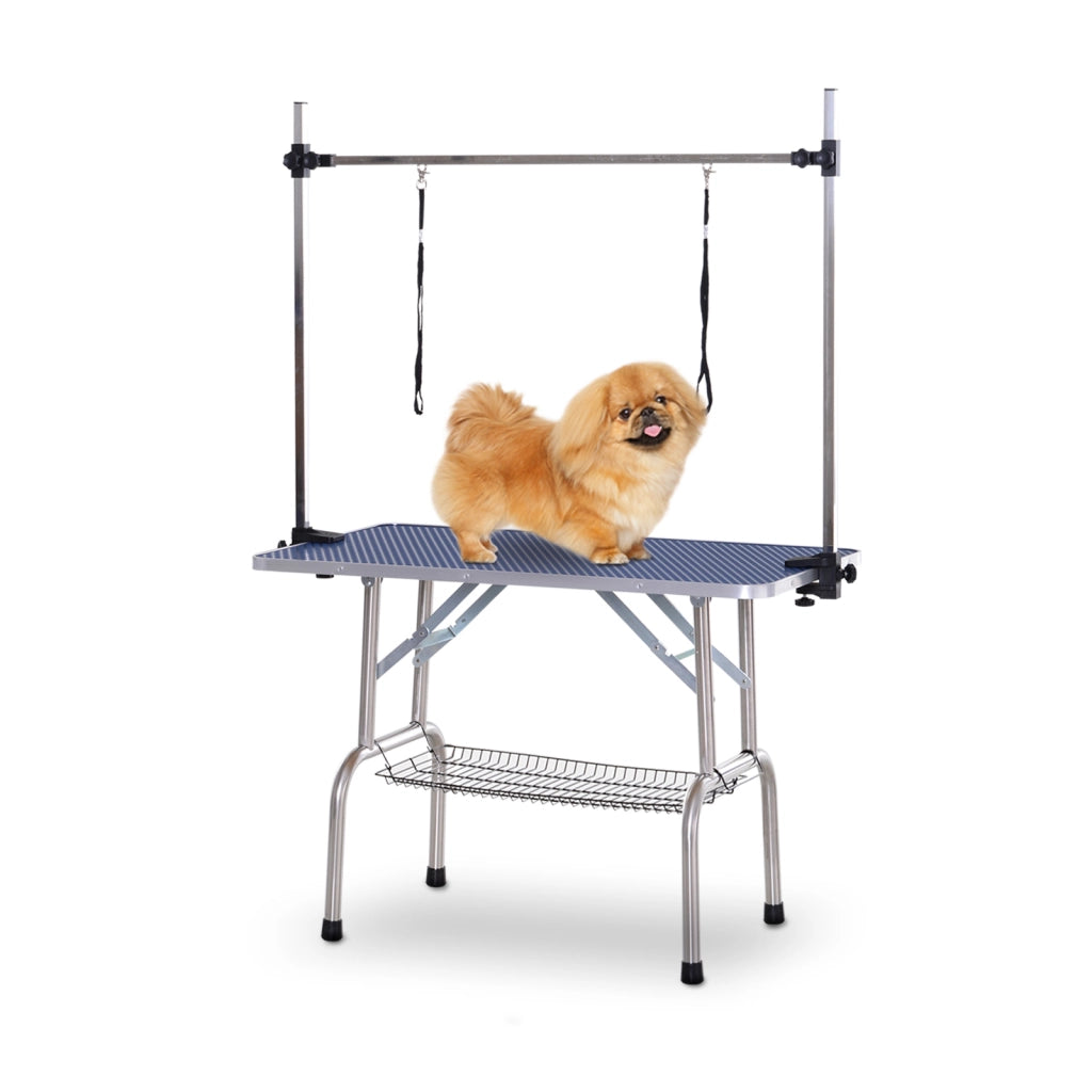 Tavolo da toelettatura per animali pieghevole con scaffale ¨C zephmum ¨C acciaio 107x60x170 cm