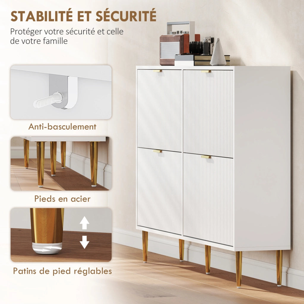 Scarpiera con cassetti e ripiani ¨C Minimal ¨C bianco 105x24x91.5 cm