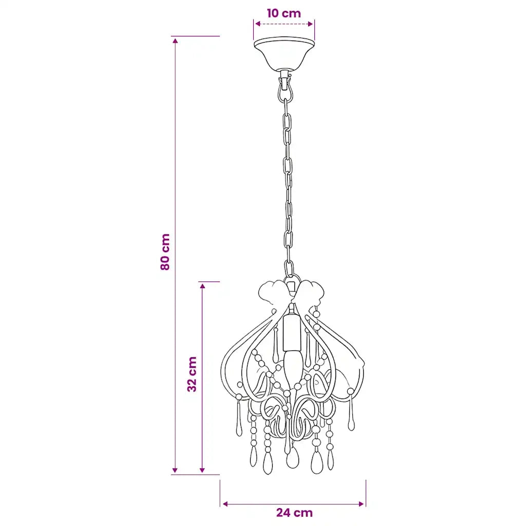 Lampadario con Perle Rosa Rotondo E14 281595