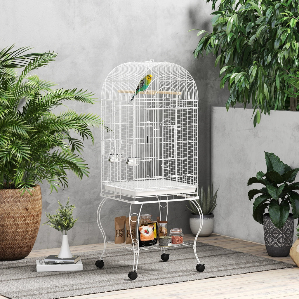 Gabbia per Uccelli con Ruote e Ripiano ¨C Xylo ¨C 51x51x153 cm Bianco