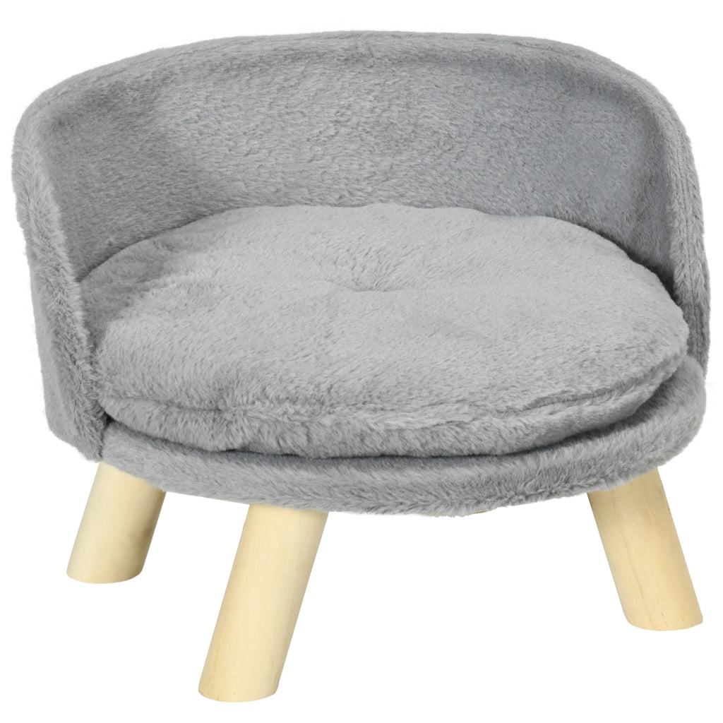 Cuccia per cani, lettino per gatti, divano per cani con piedini in legno antiscivolo e cuscino, grigio, 40,5x40,5x33 cm, per uso interno