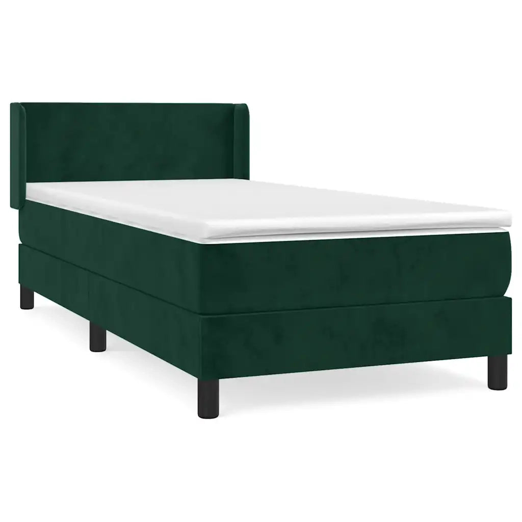 Giroletto a Molle con Materasso-Struttura Letto Verde Scuro 90x190 cm Velluto 599184