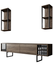 Porta TV in legno "Chrome Line" - 180 x 30 x 48 cm - NoceNero