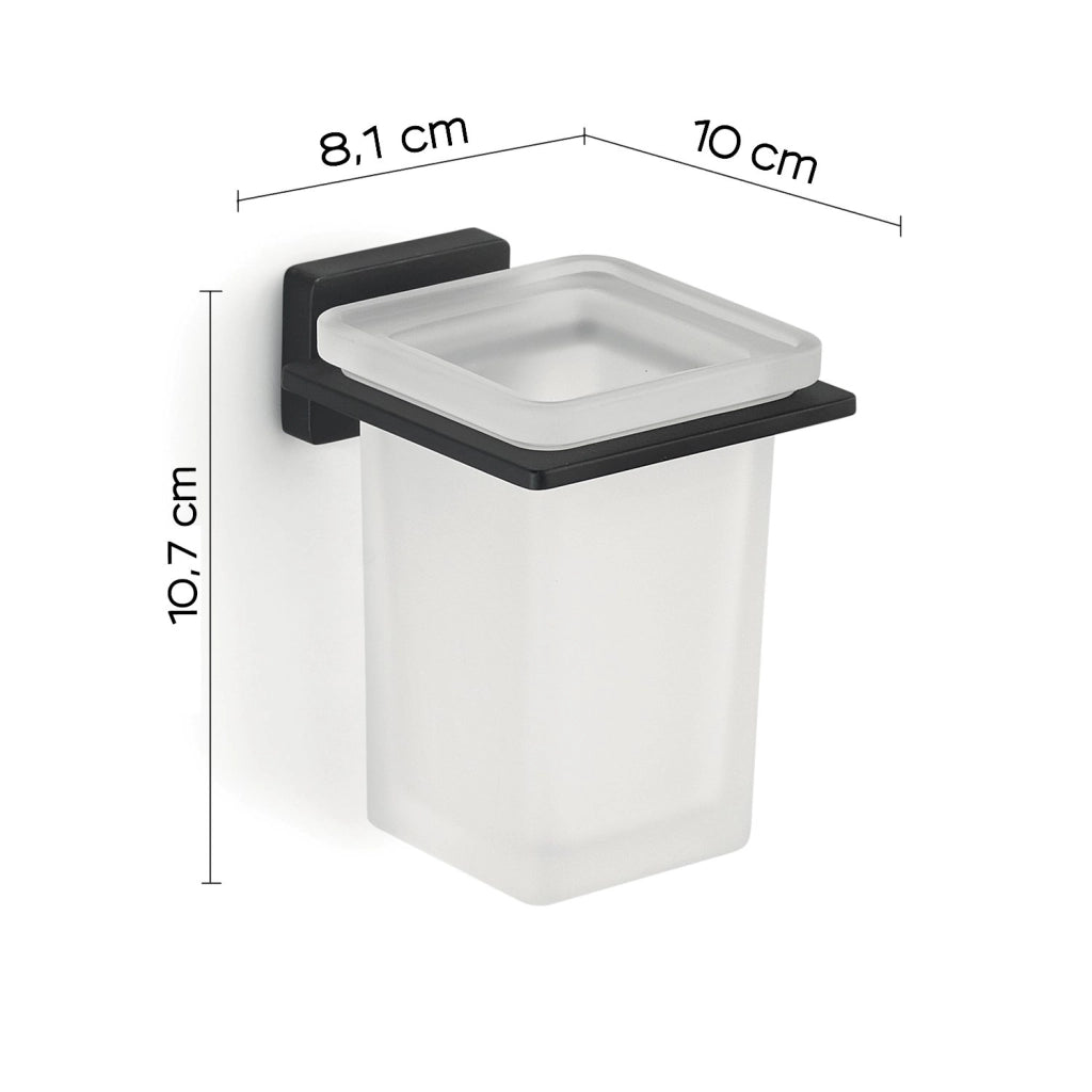 Portaspazzolini da muro in acciaio inox e Cromall 4410 Gedy serie ATENA Nero Opaco