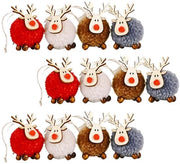 Decorazioni per albero di Natale in velluto e legno - 12 pezzi - Dimensioni 5 x 4 cm - Decorazioni per Natale - Sostenibili