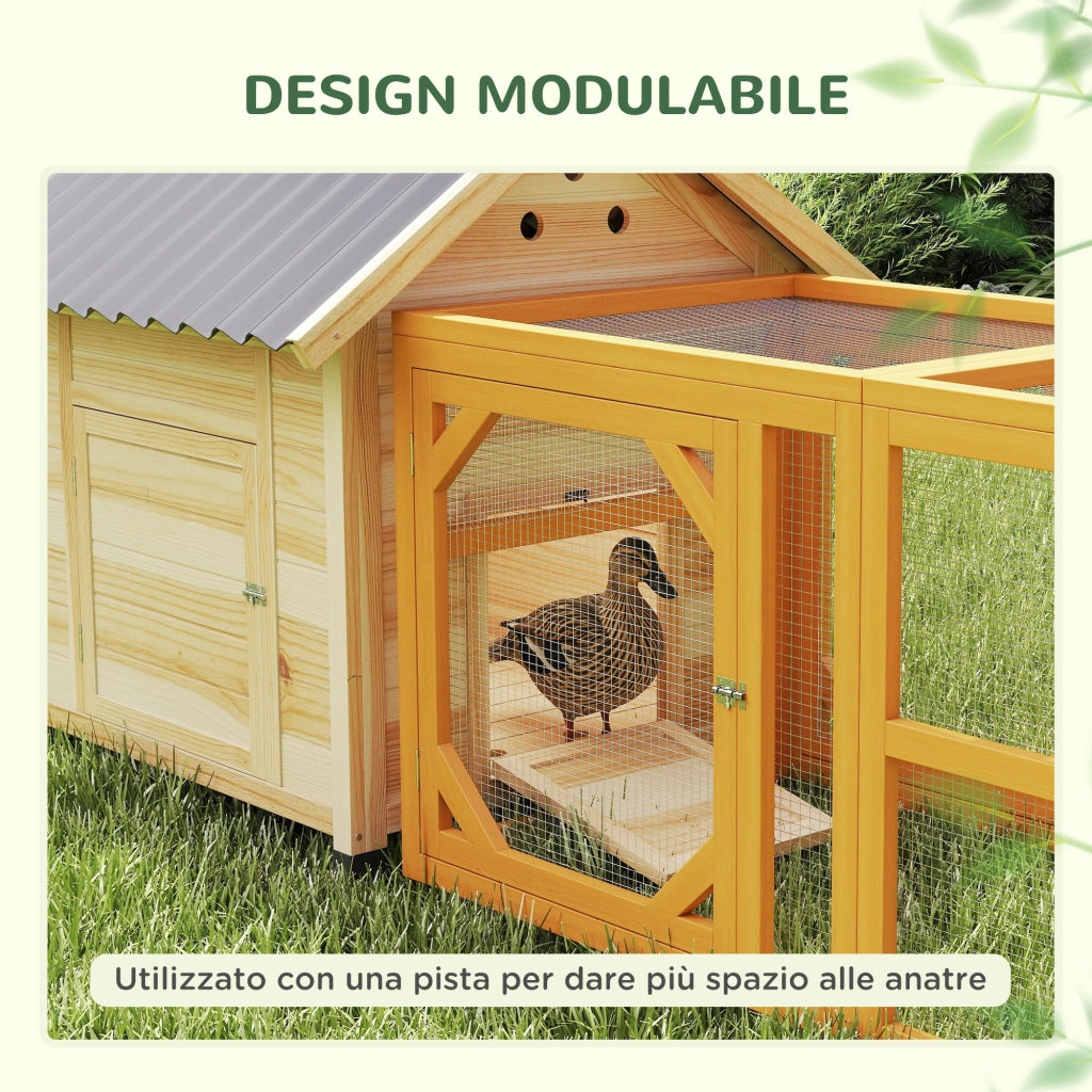 Casetta per Anatre da Esterno 78x90x92 cm con Rampa Fondo Rimovibile e Fori di Ventilazione in Legno