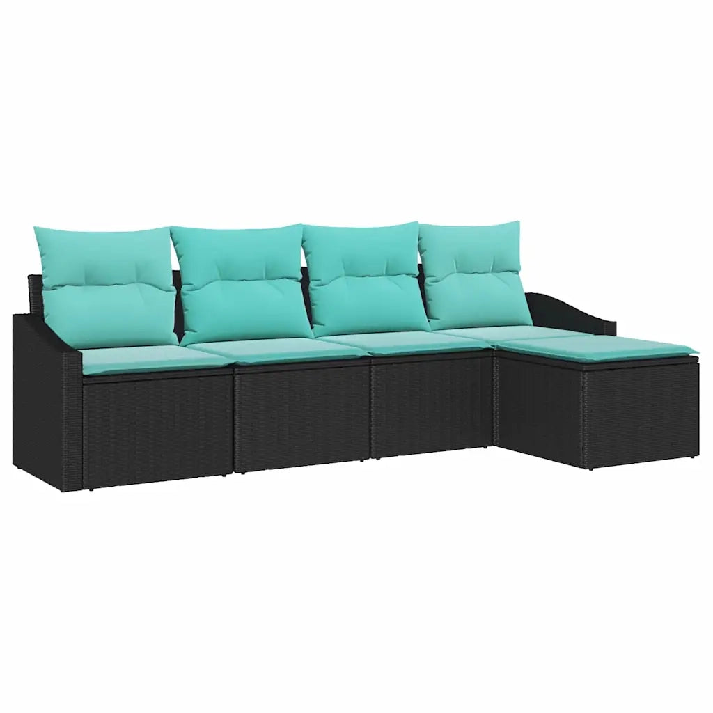 Set di divani con cuscino 5 pcs Nero polyrattan 3346686