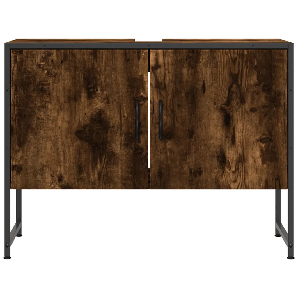 Mobile Lavabo Bagno-Armadietto da bagno Rovere Fumo 60x30x60 cm Legno Multistrato 714799