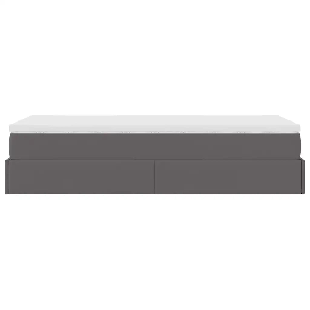 Struttura Letto Pouf con Materasso Grigio 80x200 cm Similpelle 3311009