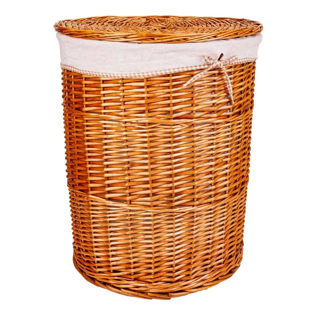 Set composto da portabiancheria e due cestini in vimini foderati marroni