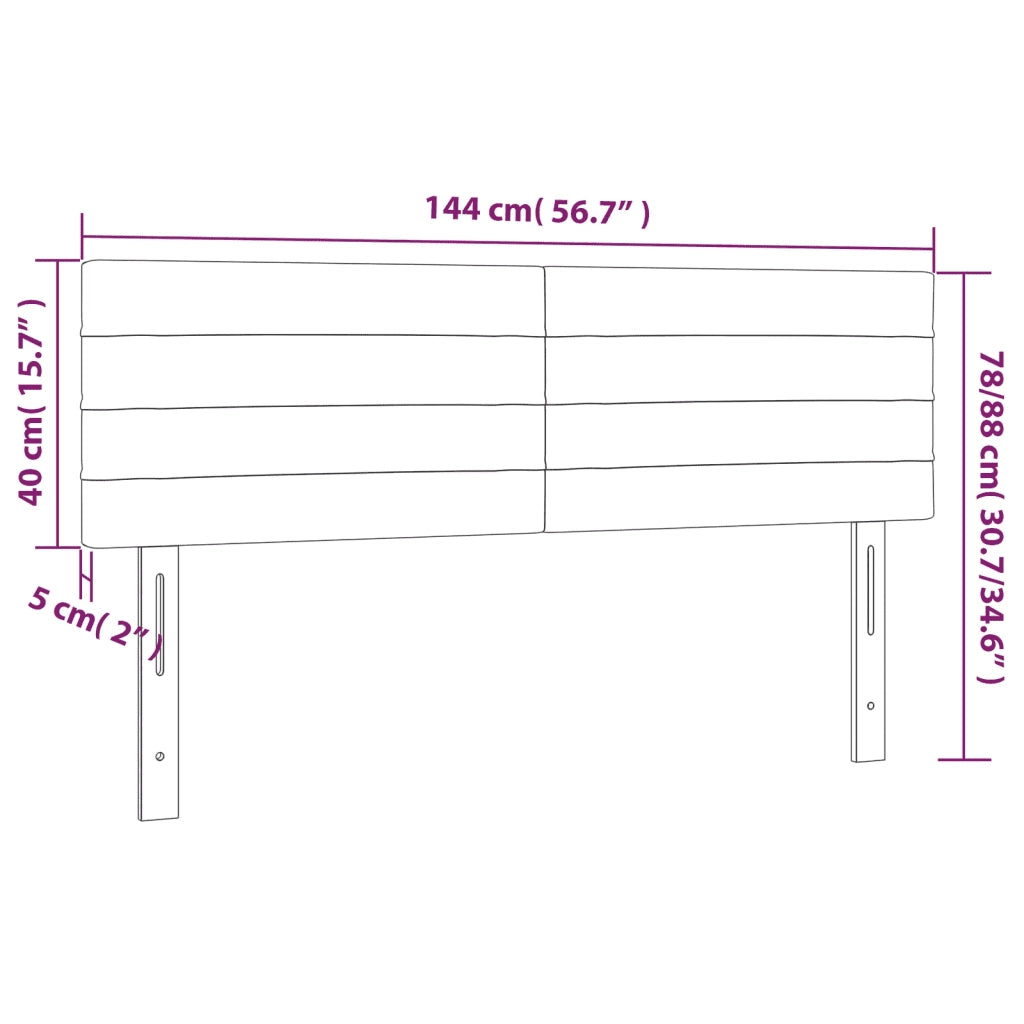 Testiera a LED-Testata con LED Crema 144x5x78/88 cm in Tessuto 737312