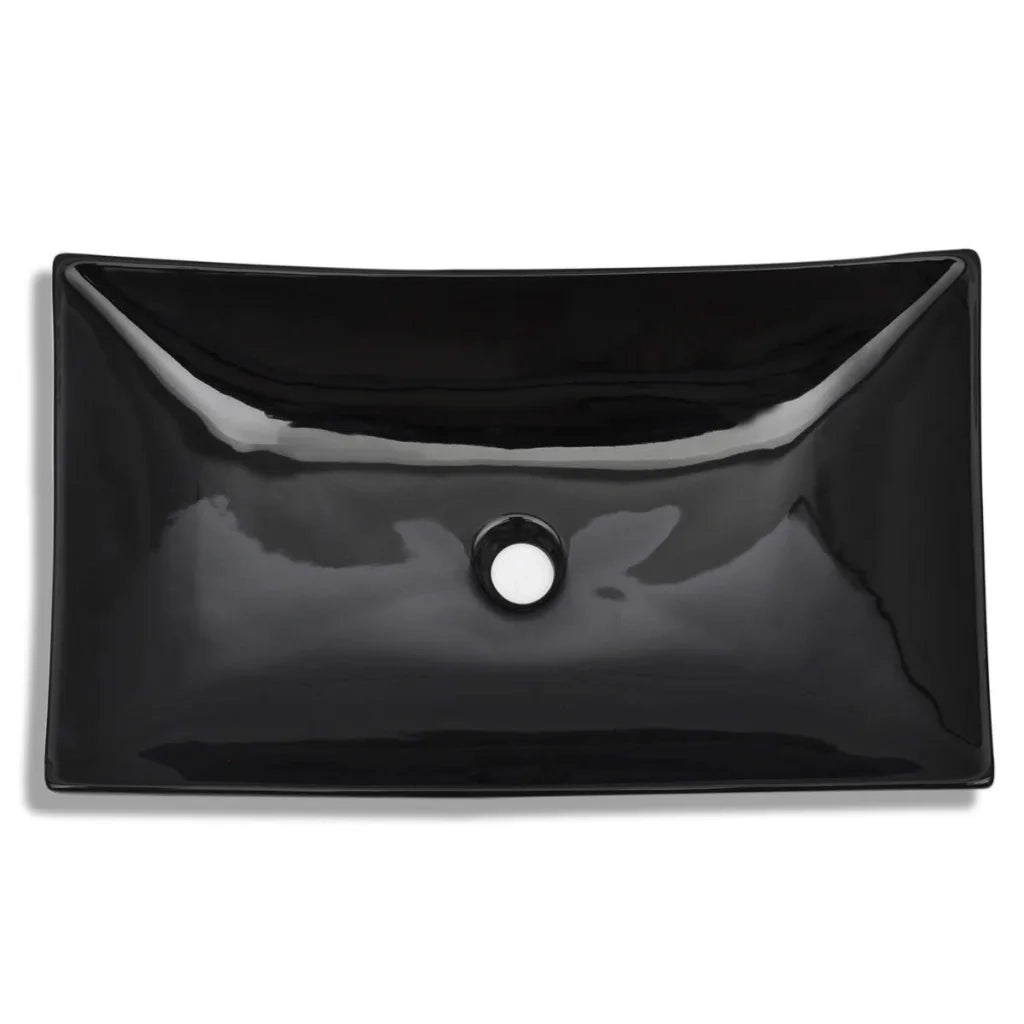 Lavandino da Bagno-Lavabo-Lavello in ceramica nera rettangolare 751556