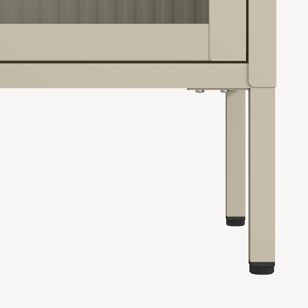Armadio a Vetrata Säkylä con 4 Scomparti 150 x 50 x 35 cm in Acciaio - Color Cammello [en.casa]