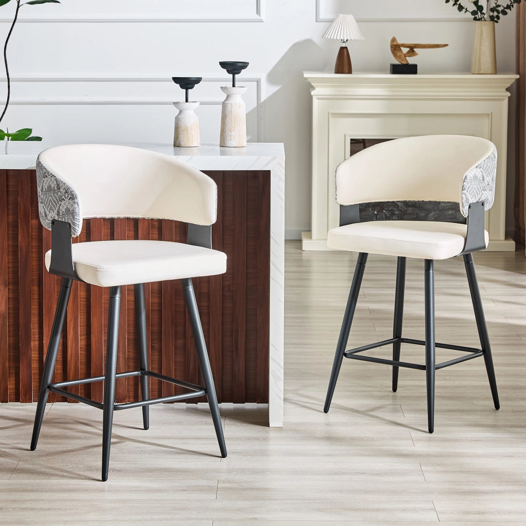 Set di 2 sgabelli da bar con schienale, sgabelli da cucina moderni, seduta in similpelle, struttura in metallo, poggiapiedi stabile, design ergonomico