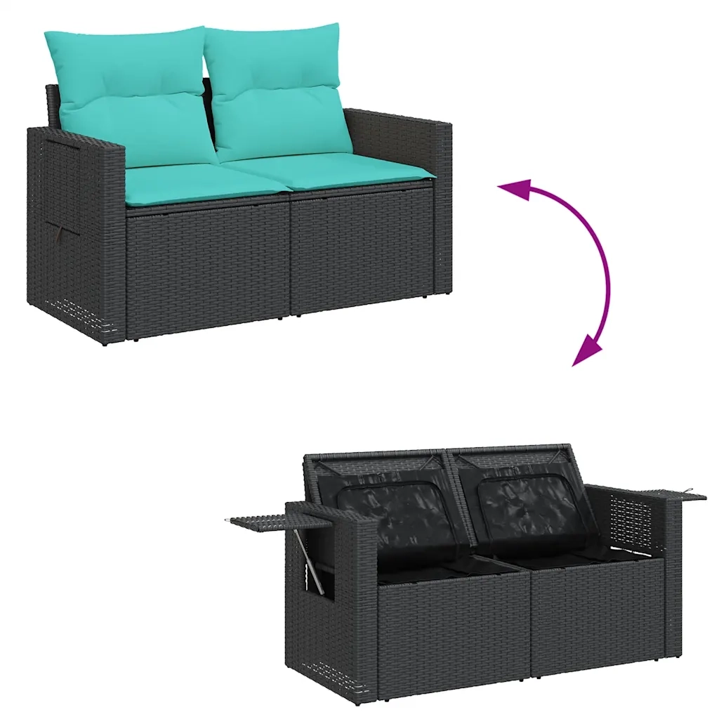 Set Divani da Giardino 5 pz con Cuscini in Polyrattan Nero 3327144