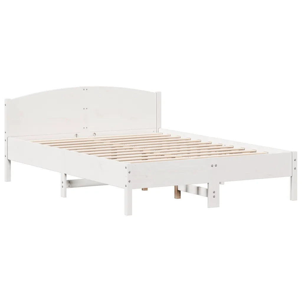 Letto matrimoniale | Letto per adulti | Letto senza Materasso Bianco 140x200 cm Legno Massello di Pino